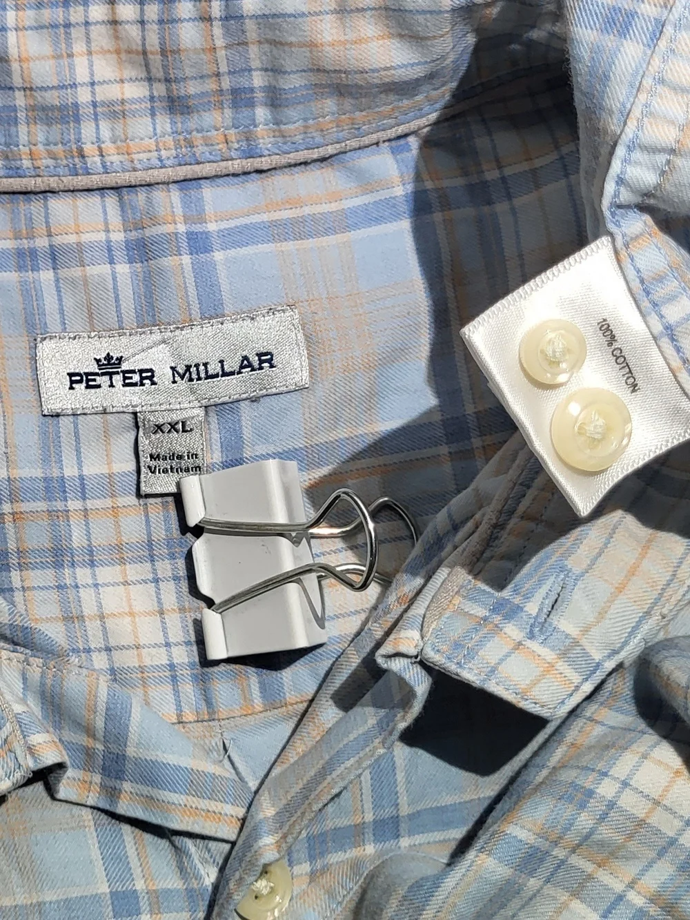 Peter Millar Men's Light Blue Plaid Button-Up Shirt